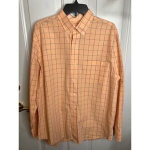 Izod Mens Large long sleeve button down Peach 100% cotton dress shirt